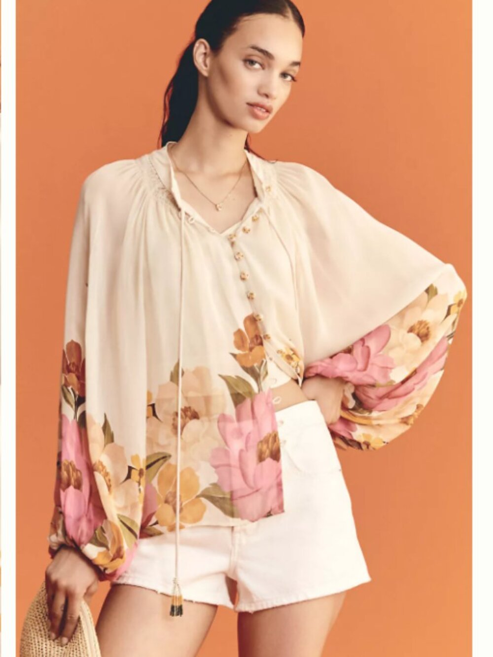 FARM Rio Balloon Sleeve High-Neck Blouse size Small NWT - Picture 1 of 10